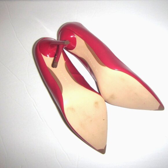 Zara Woman Size EU 39 U 8.5 Red Pointed Toe Faux Leather Stiletto Pumps, 4" Heel - Picture 4 of 9